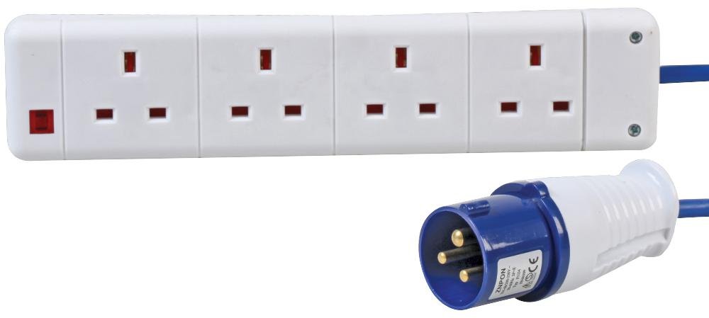 Pro Elec PEL00790 Extension Lead, 4 Gang to 16A Plug, 2 m