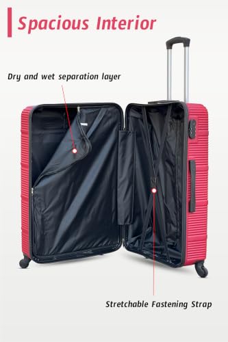 ZAAPPY Hard Shell Horizon Line ABS Lightweight 32 Inch (36-40kg) Luggage, Combination Lock Suitcase
