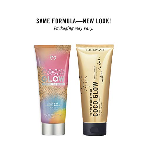Pure Romance Coco Glow, Tropical Sunless Tanner Lotion, Self Tanner for