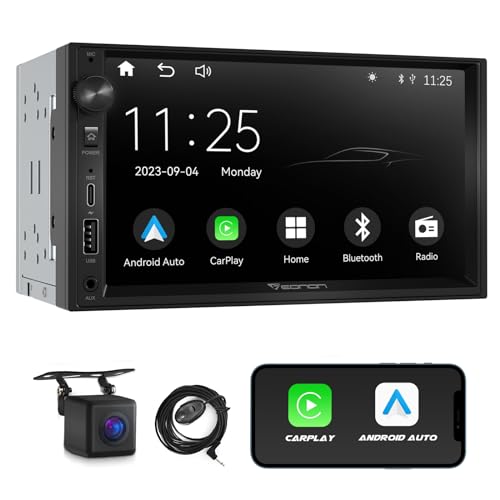 Eonon 7 Inch QLED Double Din Headunit Linux Car Stereo Wireless CarPlay Android Auto Bluetooth USB DSP Support Type-C USB Fast Charge Touchscreen MirrorLink Video In/Out AUX In with Backup Camera X3