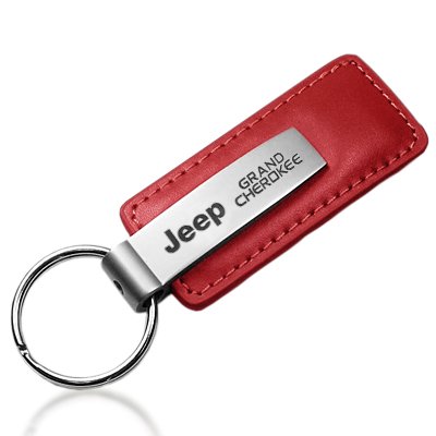 Jeep Grand Cherokee Red Leather Car Key Chain, Official Licensed