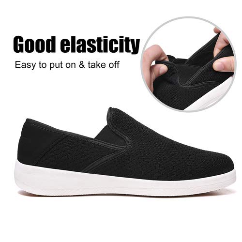 EXEBLUE Women Comfortable Slip On Walking Shoes - Stylish Loafter Shoes for Indoor and Outdoor Work Black