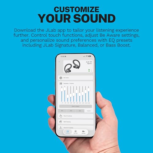 JLab, Go Sport+, True Wireless Workout Earbuds, Bluetooth Sport Earbuds, Clear Calling, Light Blue