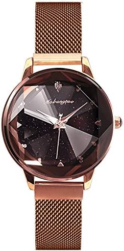 RORIOS 星空 腕時計 レディース キラキラ クォーツ ウォッチ 磁気メッシュストラップ アナログ時計 クリスマスギフト 彼女へのプレゼント コーヒー