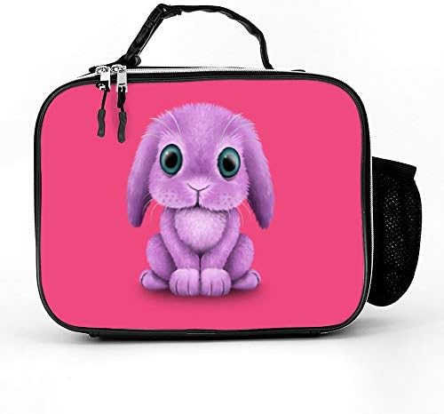 YGYP Detachable Leather Lunch Bags - Cute Purp-le Baby Bu-nny Rabbit - Sports Lunch Box for Women Men Work Picnic Or Travel
