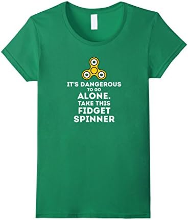 Womens It's Dangerous To Go Alone Fidget Spinner Shirt Large Kelly Green