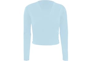 EASTBUDDY Ballet Wrap Top Dance Cotton Long Sleeve Self Tie Cardigan for Girls