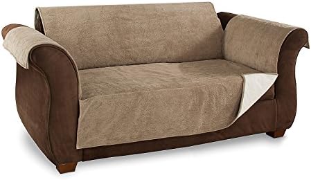 Furniture Fresh Heavy-Weight Luxury Textured Microsuede Pebbles Furniture Protector and Slipcover with Anti-slip Non-slip Backing (Sofa, Natural)-Water Repellant