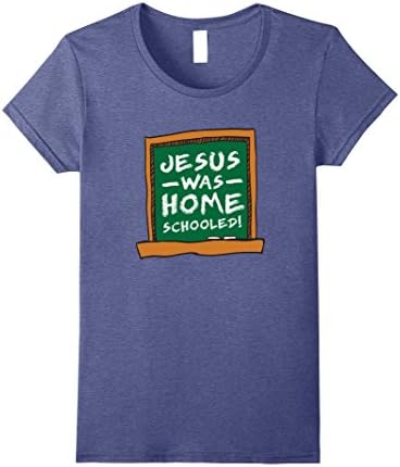 Womens Jesus was Homeschooled Funny Christian Shirt Small Heather Blue