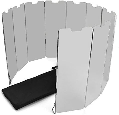 Foldable Aluminum BBQ Backpacking Gas Stoves 10 Plates Wind Shield Screen for Camping Hiking Cooking Supplies Outdoor 33inch X 9.5inch 1 Pcs