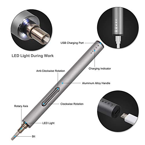 Mini Precision Electric Screwdriver, Small Cordless Automatic Screwdriver Set with 55 Precision Bits, Portable Electric Power Screw Driver For Laptop PC Cellphone Small Devices Repair Tools - Thumbnail 2
