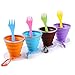 GDLF Collapsible Cup Set with 4 Reusable Sporks, Folding Cup for Coffee Water Drinking, Portable Foldable Cup with Lid for Camping Hiking Backpacking Travel, Silicone BPA Free 9.22oz