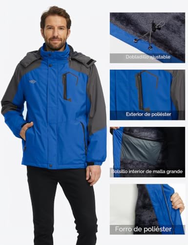 Wantdo Men's Mountain Ski Jacket Winter Coat Waterproof Hooded Snowboard Jacket Warm Outdoor Jacket Windproof Men