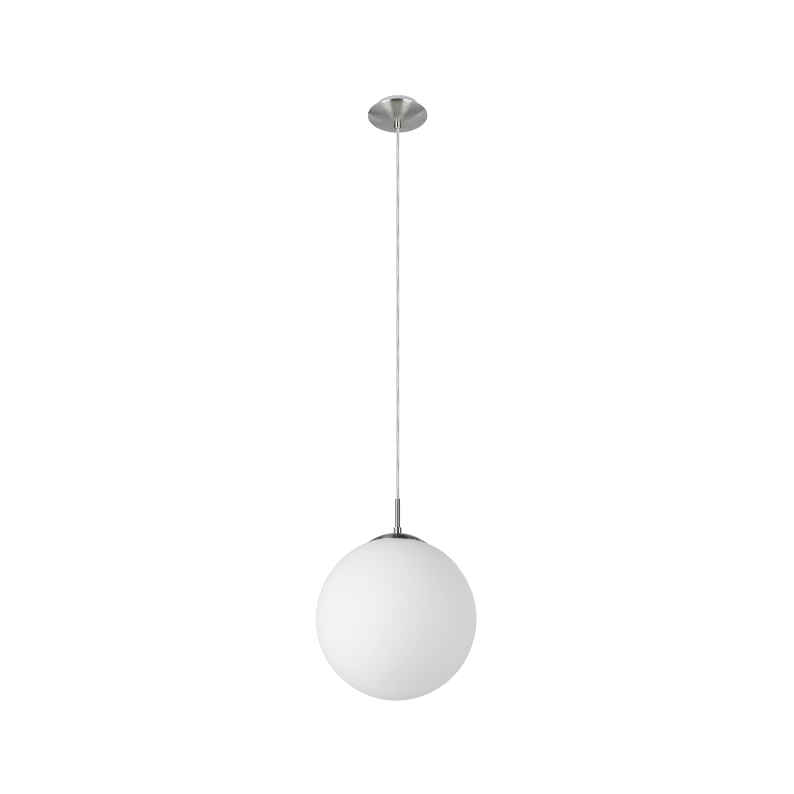 Eglo Rondo 1-Flame Pendant Light, Steel Hanging Light, matt Nickel Colour and White Opal matt Glass, E27 Socket, Ø: 30 cm/11.8 inches — image 1