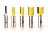 Yonico 14522 5 Bit Straight Router Bit Set 1/2-Inch Shank