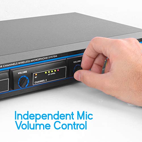 4 Channel Wireless Microphone System Professional VHF Audio Mic Set