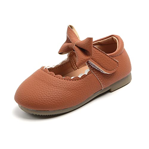 LAFEGEN Toddler Girl Mary Jane Dress Shoes Non Slip Soft Sole Baby Kids Ballet Wedding Ballerina Princess School Uniform Shoes