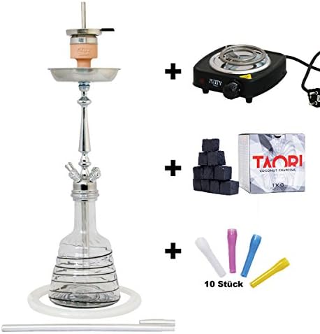 Amy Deluxe Princess Amy 021 Shisha Set with Charcoal Lighter, Natural Charcoal and Hygienic Mouthpieces