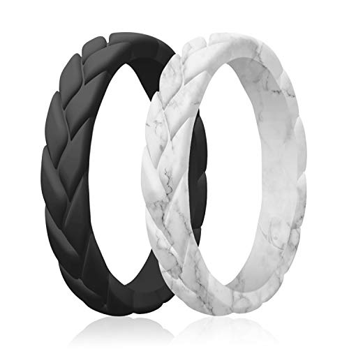 ROQ Silicone Rings for Women Thin Womens Silicone Rubber Wedding