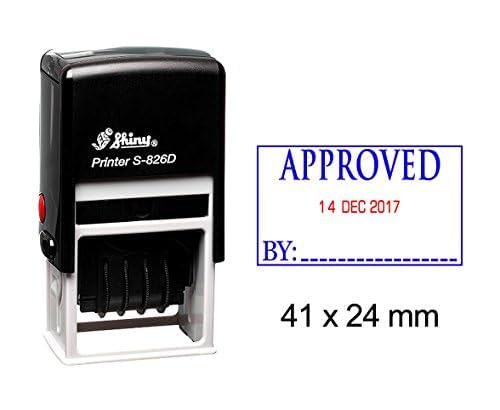 Shiny Date Stamper Self Inking with Approved by Text Ofiice Stationery Rubber Stamp S-826D