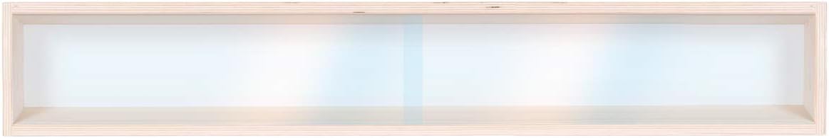 V70.1a Wall Showcase Display Cabinet | 27.6' x 4.3' x 3.3' | 70 x 11 x 8,5 cm | Untreated Birch Wood | 2 clear sliding Plexiglas doors | 1 Shelf | With Grooves | H0 and N Scale