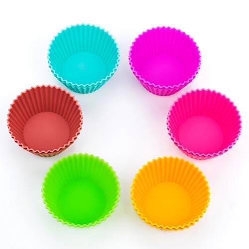Gifbera Reusable Silicone Cupcake Baking Cups Standard Muffin Molds, 6 Colors, Pack of 12
