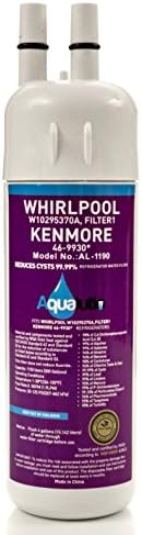 Whirlpool Pur Filter 1 Replacement By AQUALUTIO - Replaces Whirlpool W10295370, W10295370A, EDR1RXD1, and Kenmore 46-9930 Refrigerator Water Filters