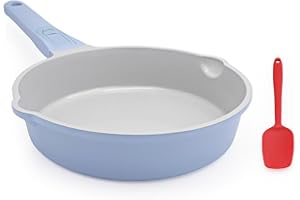 AIKENBBKK 8 Inch Nonstick Ceramic Deep Frying Pan, Small Egg Omelette Pan with Removable Handle, Aluminum Sauté Pan Compatibl