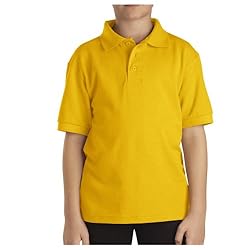 Dickies boys Short Sleeve Pique Polo, Gold, Large
