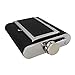 JUJOR Hip Flask with Built-In Cigarette Case (6 oz, Black)