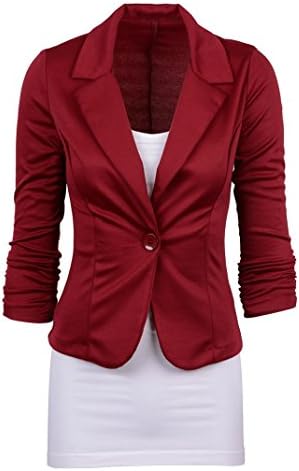 Women's Casual Work Solid Color Knit Blazer Plus Size One Button Jacket F M