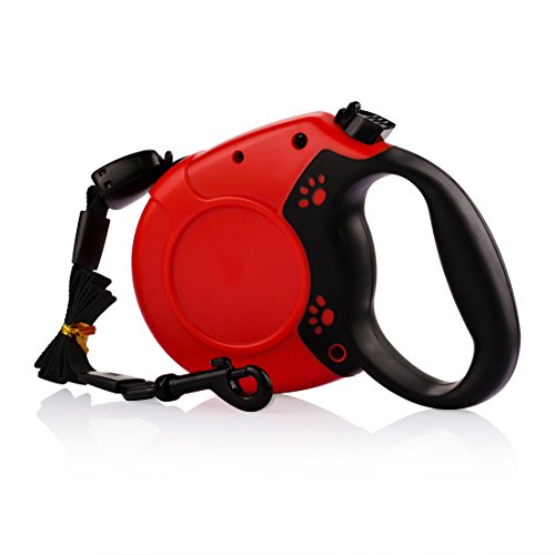 Ledmo 2nd generation retractable dog leash, 26ft hand grip walkin…