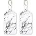 kandouren Luggage Tags 2 Pieces Set,White Marble PU Leather Travel Bag Tags for Cruise Ships,for Men and Women
