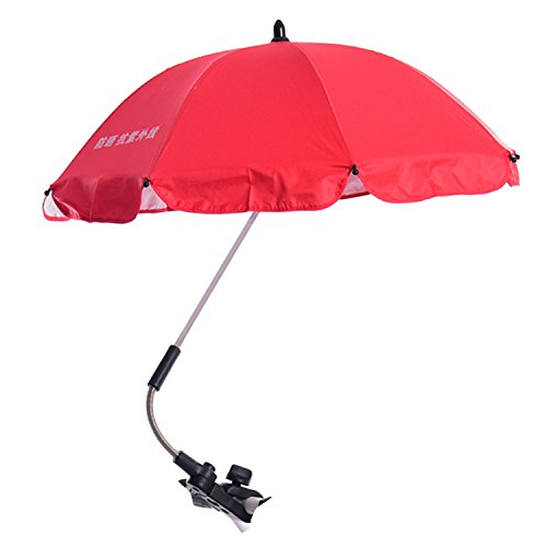 Migavan Stroller Umbrella,Stroller Umbrella UV, Adjustable Umbrella for Stroller Baby Pram Sun Shade UV Rain Protection Umbrella Parasol with Swivel Connector for Wheelchair Pushchair Accessories Red