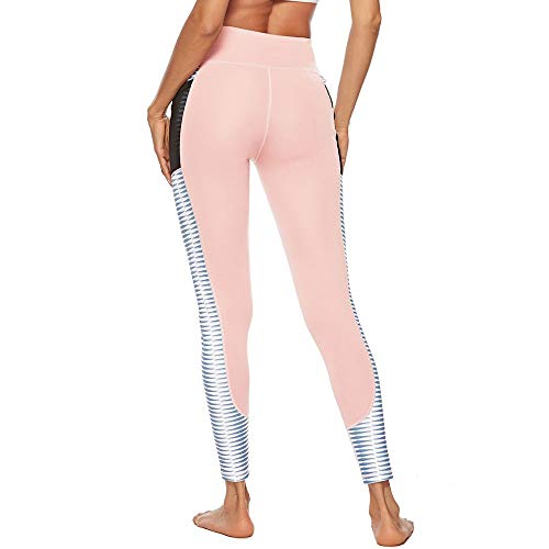 iYBUIA Women Workout Out Pocket Leggings Fitness Sports Gym Running Yoga Athletic Pants (S, Y-Pink)