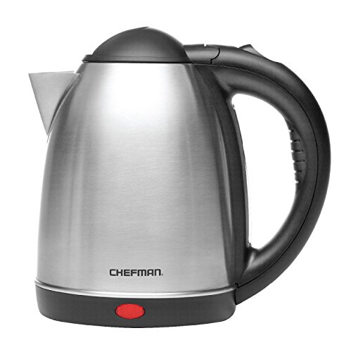 Chefman Cordless Electric Kettle, Stainless Steel Premium Grade 360 Degree Rotating Rapid Boil Tea Kettle, Boil Dry Protection and Easy-check Water View Window - 1.7Liter/1.8 Quart RJ11-17