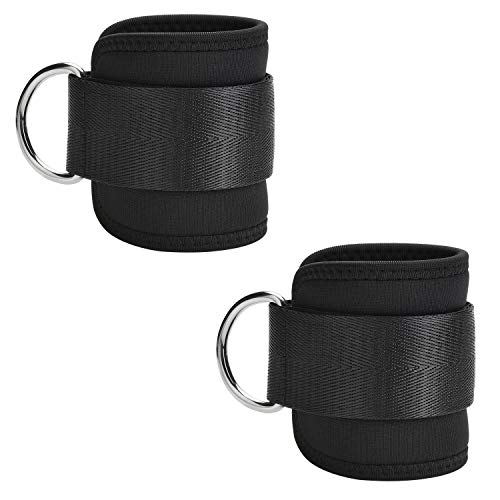 Yizhet 2PCS Ankle Straps for Cable Machines Weightlifting Gym Workout Fitness Double D-Ring Neoprene Padded Ankle Cuffs for Legs, Abs and Glute Exercises with Carry Bag Fits Men&Women