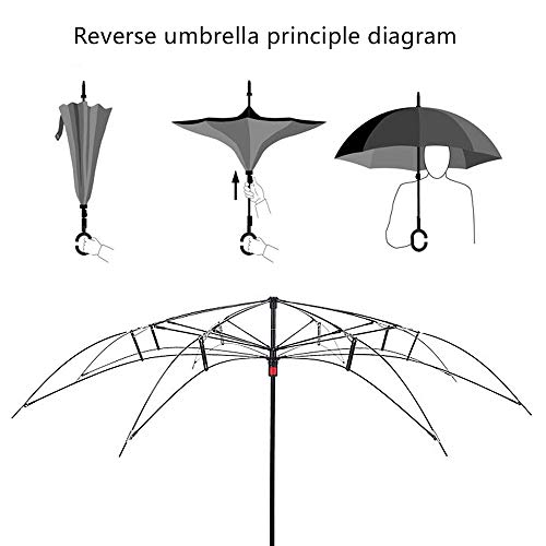 ReFaXi C-Handle Parasol Folding Rain Windproof Umbrella Double Layers Inverted Reverse (Blue Sky and White Clouds)