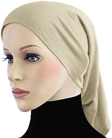 Khatib Beanie Chemo Cap Cotton Underscarf Tube Hijab Caps (Beige)