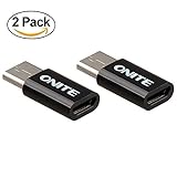 Onite 2 PCS of USB Type C to Micro USB Converter Adapter for Google Pixel, XL, Nexus 5X, Nexus 6P, S8, LG G5, Microsoft Lumia 950, 950XL, Motorola Moto Z Droid, Black