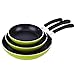 Cook N Home 8, 10, and 12-Inch Nonstick Fry Saute Pan 3-Piece Set, Green