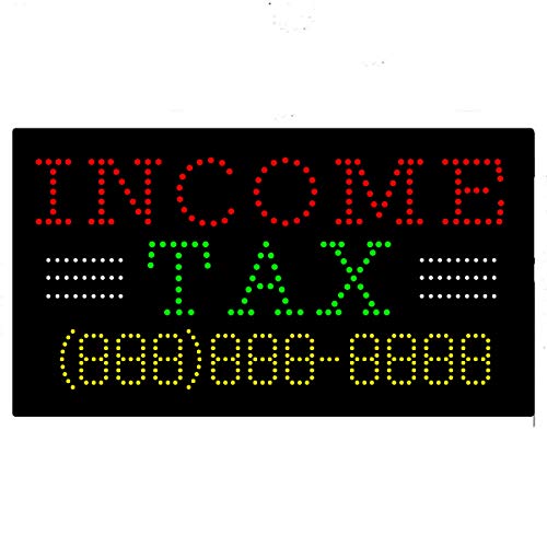LED Income Tax Service Open Light Sign Super Bright Electric Advertising Display Board for Tax Preparation Refund Department Office Attorney Business Shop Store Window Bedroom 31 x 17 inches