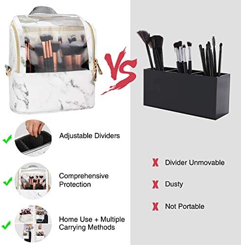 Makeup Brush Case Stand-up Makeup Cup Makeup Brush Holder Travel Professional Cosmetic Bag Artist Storage Bag with Shoulder Strap and Adjustable Divider (Marble) 2 Makeup Brush Case Stand-up Makeup Cup Makeup Brush Holder Travel Professional Cosmetic Bag Artist Storage Bag with Shoulder Strap and Adjustable Divider (Marble)