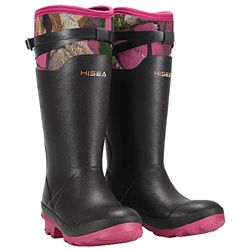 HISEA Rain Boots for Women Waterproof Rubber Riding Boots Insulated Muck  Mud Boots Wellies for Working Gardeni