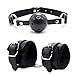 Jelove Open Breathable Leather Paly Ball and Soft PU Faux Leather Handcuffs Wrist Cuffs