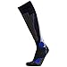 Pure Athlete High Performance Wool Ski Socks - Thermal Warm Merino Wool OTC Sock, Men Women (1 Pair - Black/Grey/Blue, Large)