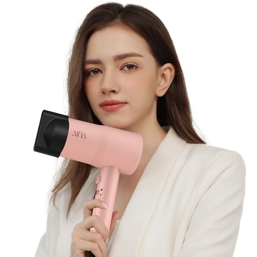 AINA Hair Dryer with Diffuser, Blow Dryer for Women | Advanced Ionic Technology, Ceramic Coating | Cold Shot Features Turbo Heat for Fast Drying and Shine 110V (Babe Pink)
