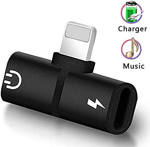 Hamdol Headphone Adapter for iPhone X/XS/XS MAX/XR/8/ 8Plus/ 7/7 Plus Headset Adaptor Splitter Earphone Connector Convertor 2 in 1 Accessories Car Charger, Quick Charge Fast Car Adapter, Blackout