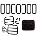 Yoursme Door Fuel Filler Cap, Front Mesh Grilles, Headlight and Taillight Covers for Jeep Renegade 2015 2016 2017 2018 - Black Exterior Trim Kit Set 14PCS