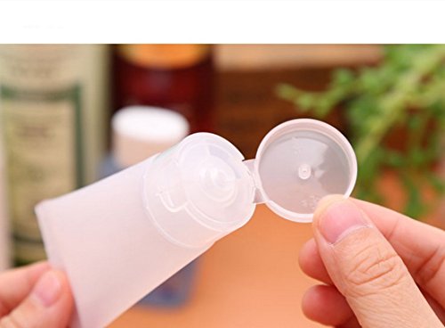 20PCS Empty Refillable Translucent Frosted Plastic Travel Cosmetic Make up Soft Tubes Container Bottle with Flip Cap Shower Lotion Cleanser Packing Sample Bottles (50ML)